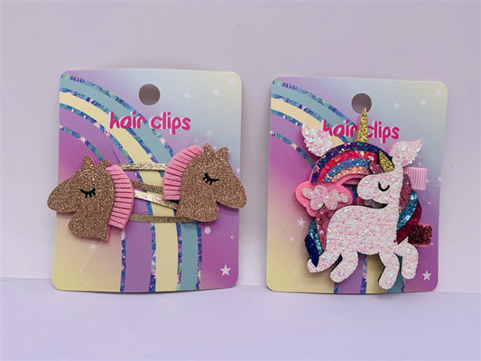 Unicornio Accesorios para el cabello de los niños clip de cocodrilo arco iris estrella linda