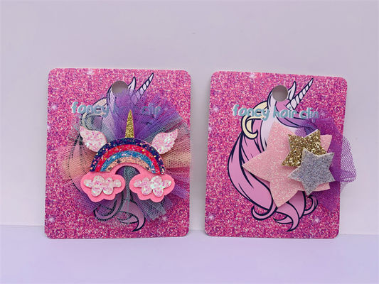 Unicornio Accesorios para el cabello de los niños clip de cocodrilo arco iris estrella linda