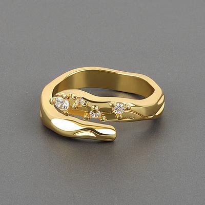 Anillos de moda de oro portátil práctico con talla de piedra brillante