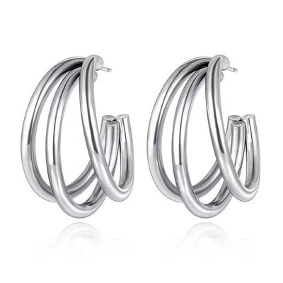 Aretes de cables redondos redondos en forma de C para mujeres de punta geométrica