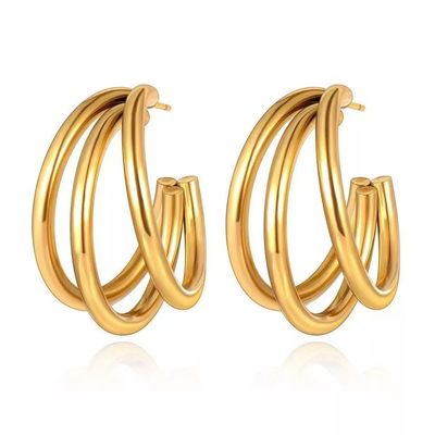 Aretes de cables redondos redondos en forma de C para mujeres de punta geométrica