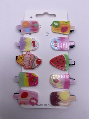 Pinzas para el cabello de helado con lazo estilo liso para niños, versátiles y adorables