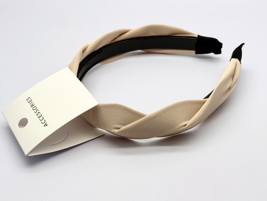 Banda de pelo de tejido trenzado de color beige elegante y duradero para mujeres Accesorios para el cabello de estilo
