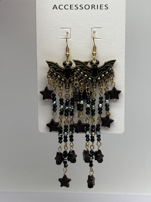 Los elegantes aretes de caramujos de Halloween para adultos con murciélago y estrella en varios estilos