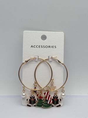 Pendientes de aro metálicos grandes de Navidad
