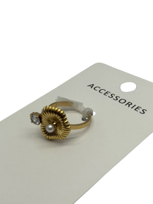 Francés Retro 18K Oro Titanio Acero Los aretes con zircón y perla