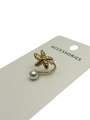 Moda Estrella de mar Anillo de concha de acero inoxidable Joyería unisex