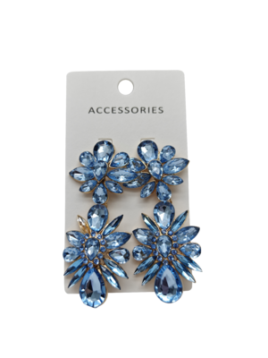 Nuevo anuncio de moda Los aretes de moda de cristal de agua gota y flor geométrica con capas de coloridas joyas de perlas de piedra de perfil