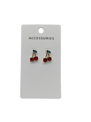 Pendientes de cereza con circonita roja de verano, elegantes y modernos, con forma de fruta, para mujeres y niñas, a juego con todo, a la moda y con estilo