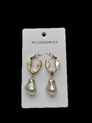 French Style Freshwater Pearl Earrings 10mm Gold Needle Women