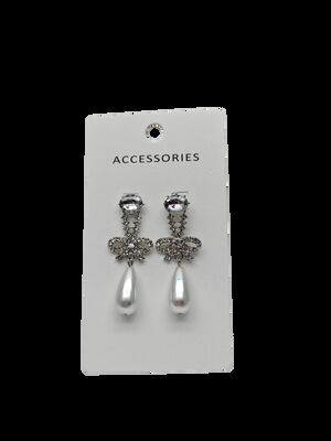 Mujeres de alta calidad de oro Revestido con arco Aretes de moda Joyería de aleación Exquisita Rinestón Zircón Temperamento de perla de moda