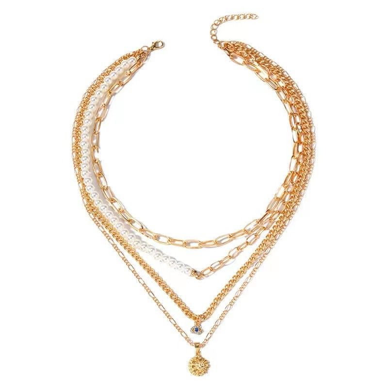 Collar de lujo de dama de varias capas duradero de colores dorados