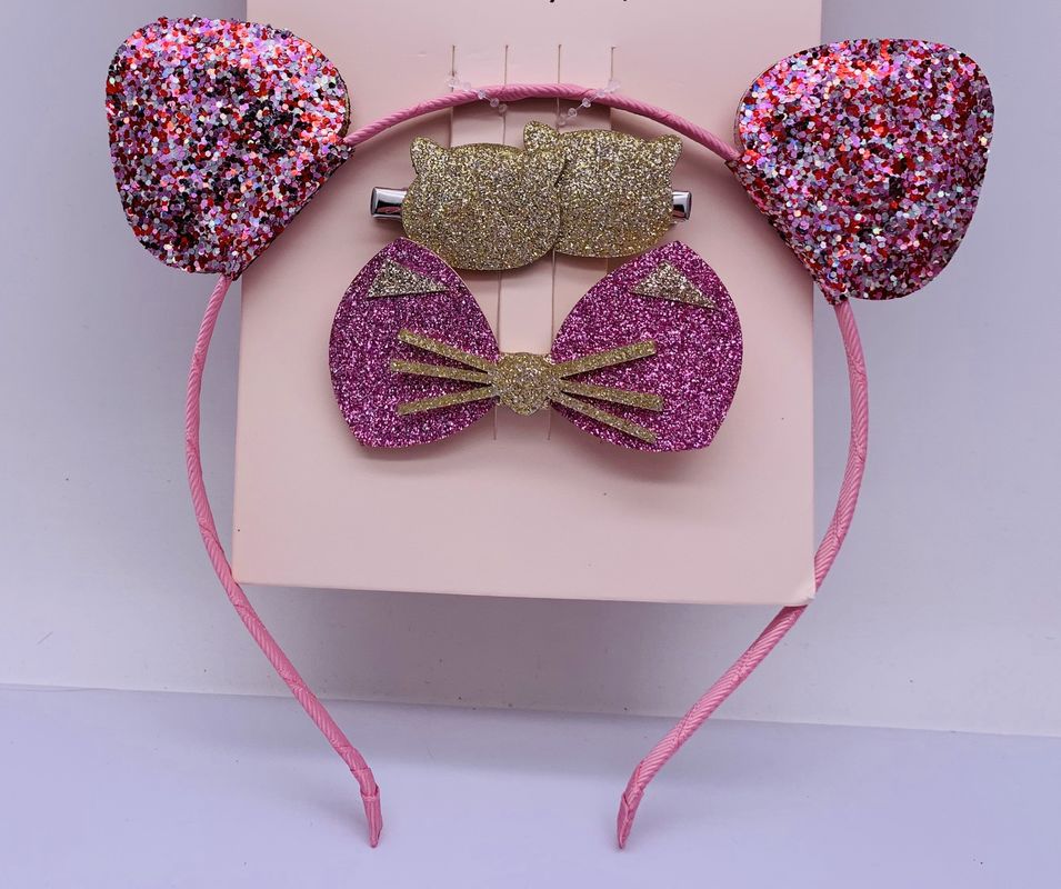 Sequin Bow Accesorios para el cabello de los niños Corazón con color rosa del gancho