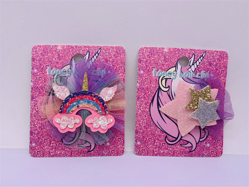 Unicornio Accesorios para el cabello de los niños clip de cocodrilo arco iris estrella linda