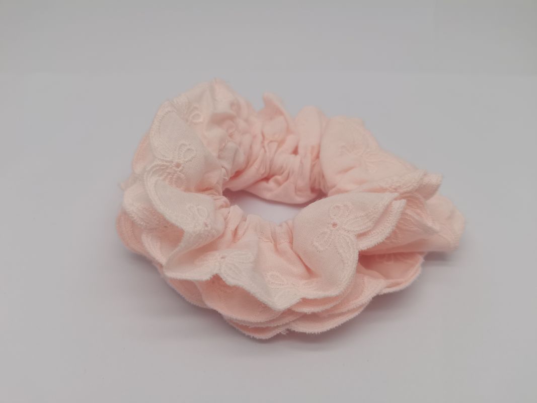Scrunchies rosas con tela y corbata para el cabello para niñas Tamaños de cabello múltiples y eventos