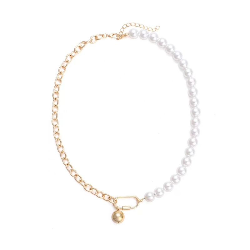 Collar de metal y perlas de moda para mujeres de varios colores