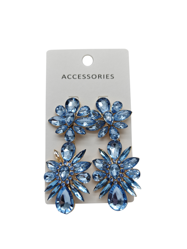 Nuevo anuncio de moda Los aretes de moda de cristal de agua gota y flor geométrica con capas de coloridas joyas de perlas de piedra de perfil