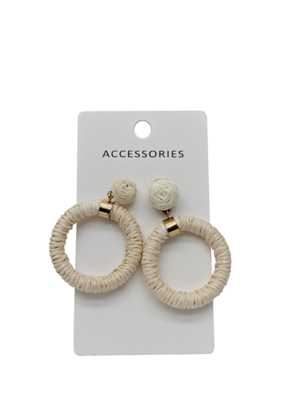 Nuevos pendientes redondos de ratán, pendientes tejidos a mano, estilo bohemio, pendientes colgantes tejidos de rafia sencillos