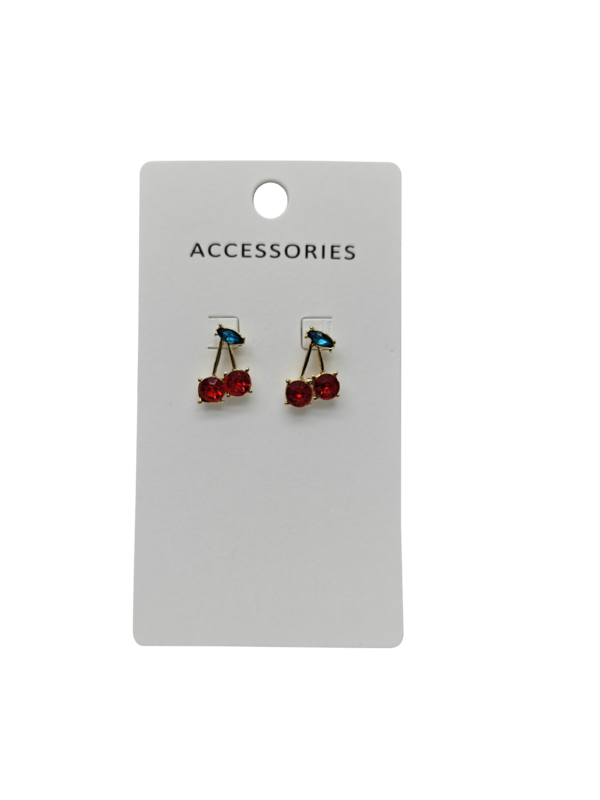 Pendientes de cereza con circonita roja de verano, elegantes y modernos, con forma de fruta, para mujeres y niñas, a juego con todo, a la moda y con estilo