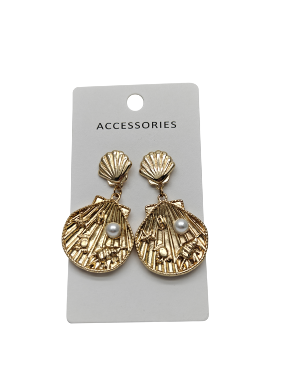 Pendientes de concha y perla de moda europea y americana, tendencia retro, creativos, estilo oceánico