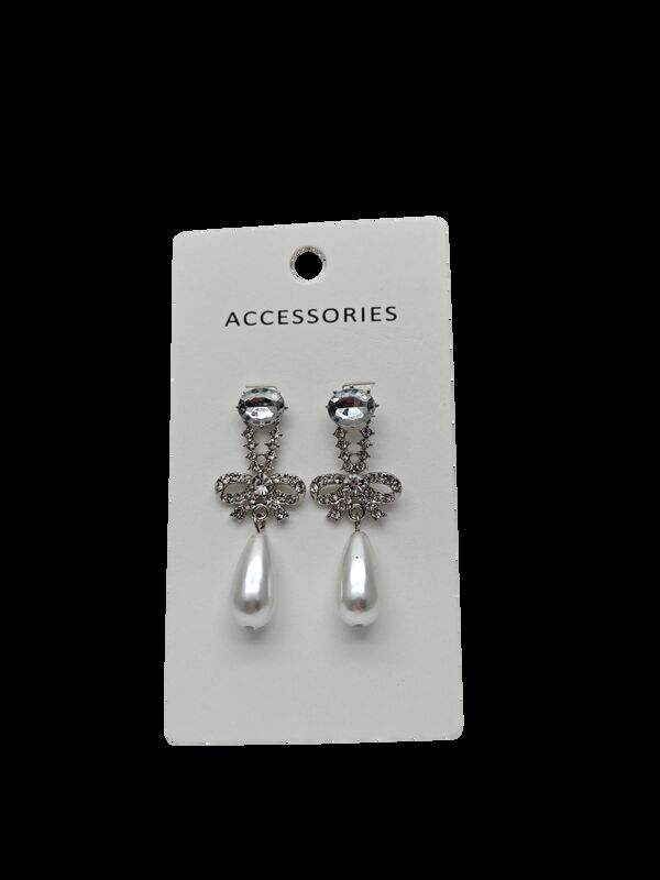 Mujeres de alta calidad de oro Revestido con arco Aretes de moda Joyería de aleación Exquisita Rinestón Zircón Temperamento de perla de moda